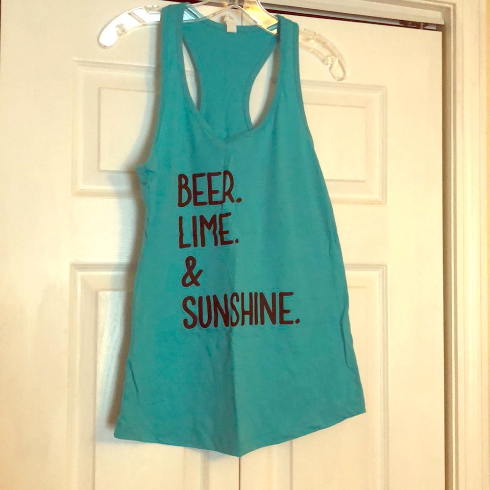 Turquoise Racerback-Beer.Lime.&Sunshine